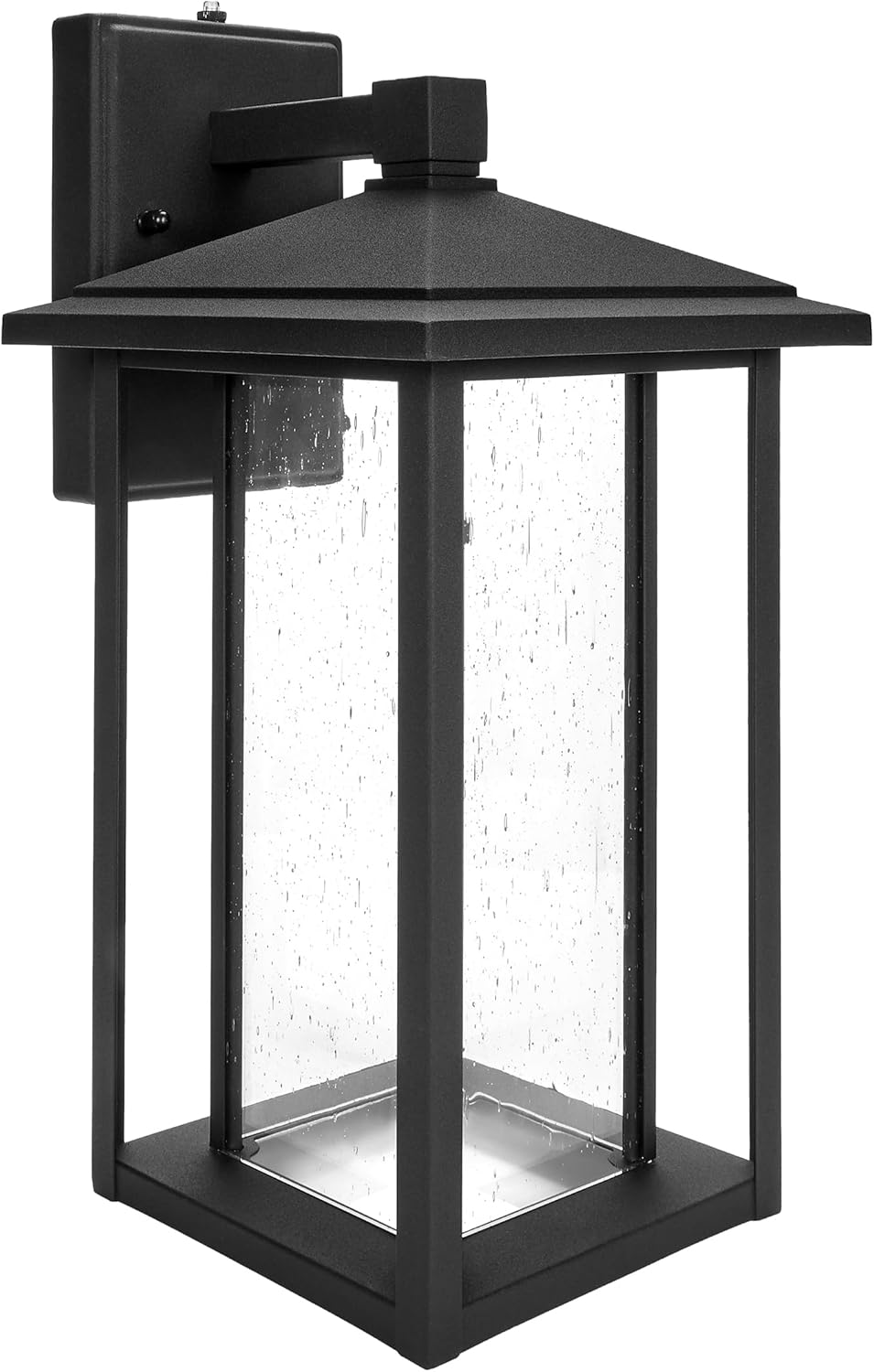 Maxxima LED Outdoor Wall Light - Seeded Glass, Features Automatic Dusk to Dawn Photocell Sensor, 1000 Lumens, 3000K Warm White, 15.5 Inch Height, Decorative Home Entryway and Porch Lantern