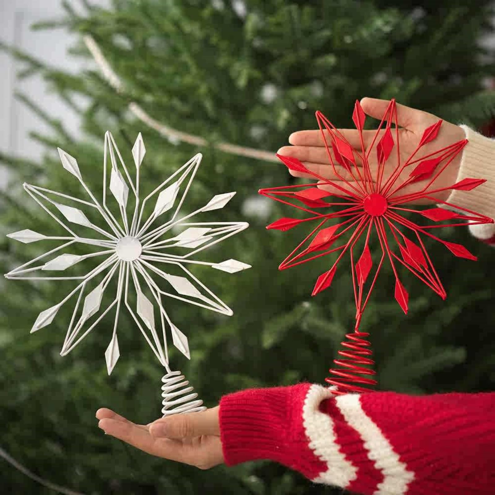 Decoración de metal para árbol de Navidad en forma de estrella, adorno irregular para fiestas, decoración para interiores y exteriores