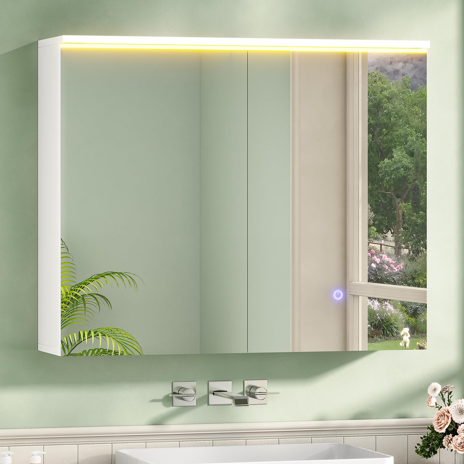Spiegelschrank Bad mit LED-Beleuchtung und Steckdose 80x19,5x60 cm