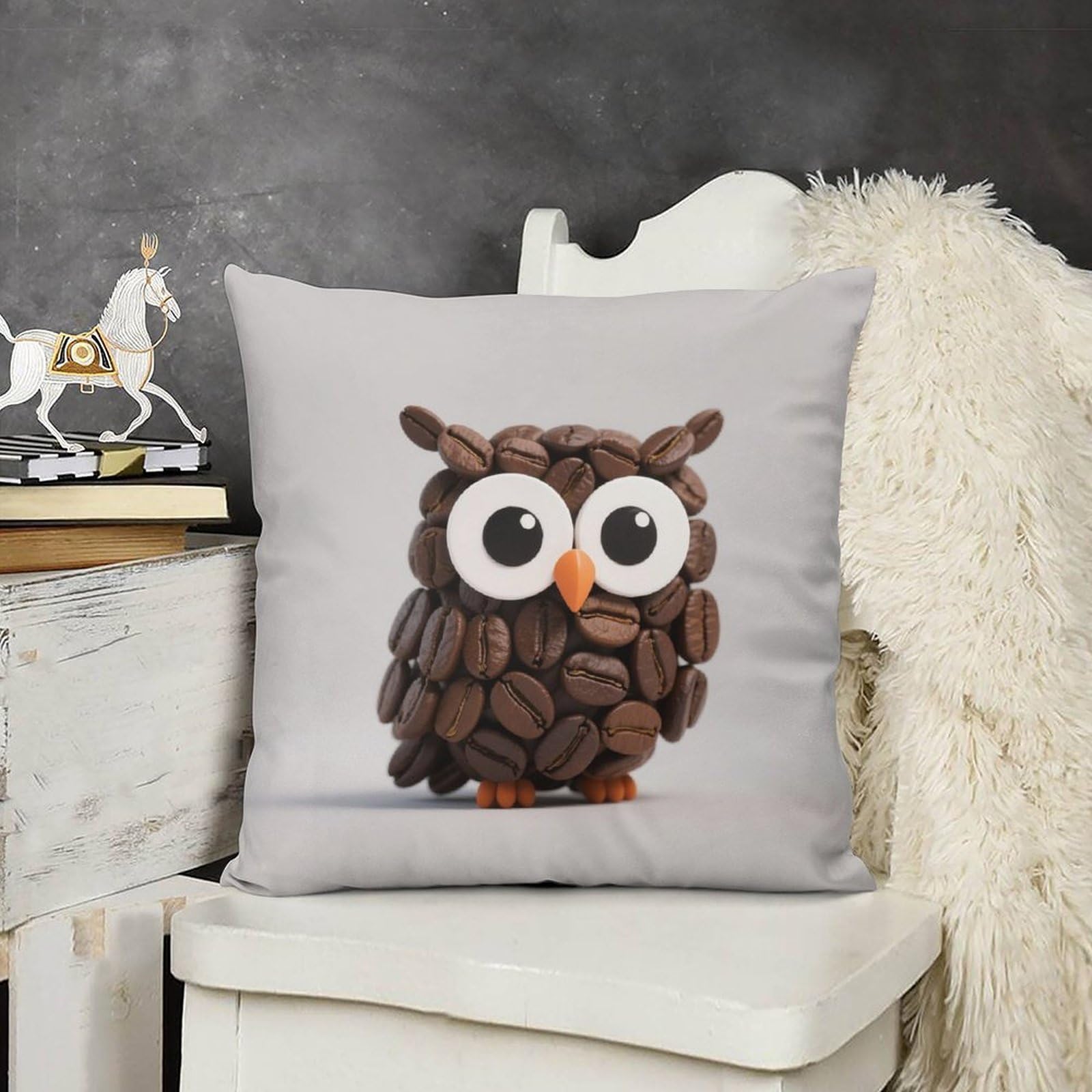 FodPand Boho Farmhouse Cute Owl Pillow Covers with Hidden Zipper 20x20 Soft Plush Cushion Cover Decorative Throw Pillow Cases for Couch Bed Sofa Living Room Indoor Outdoor Home Decor