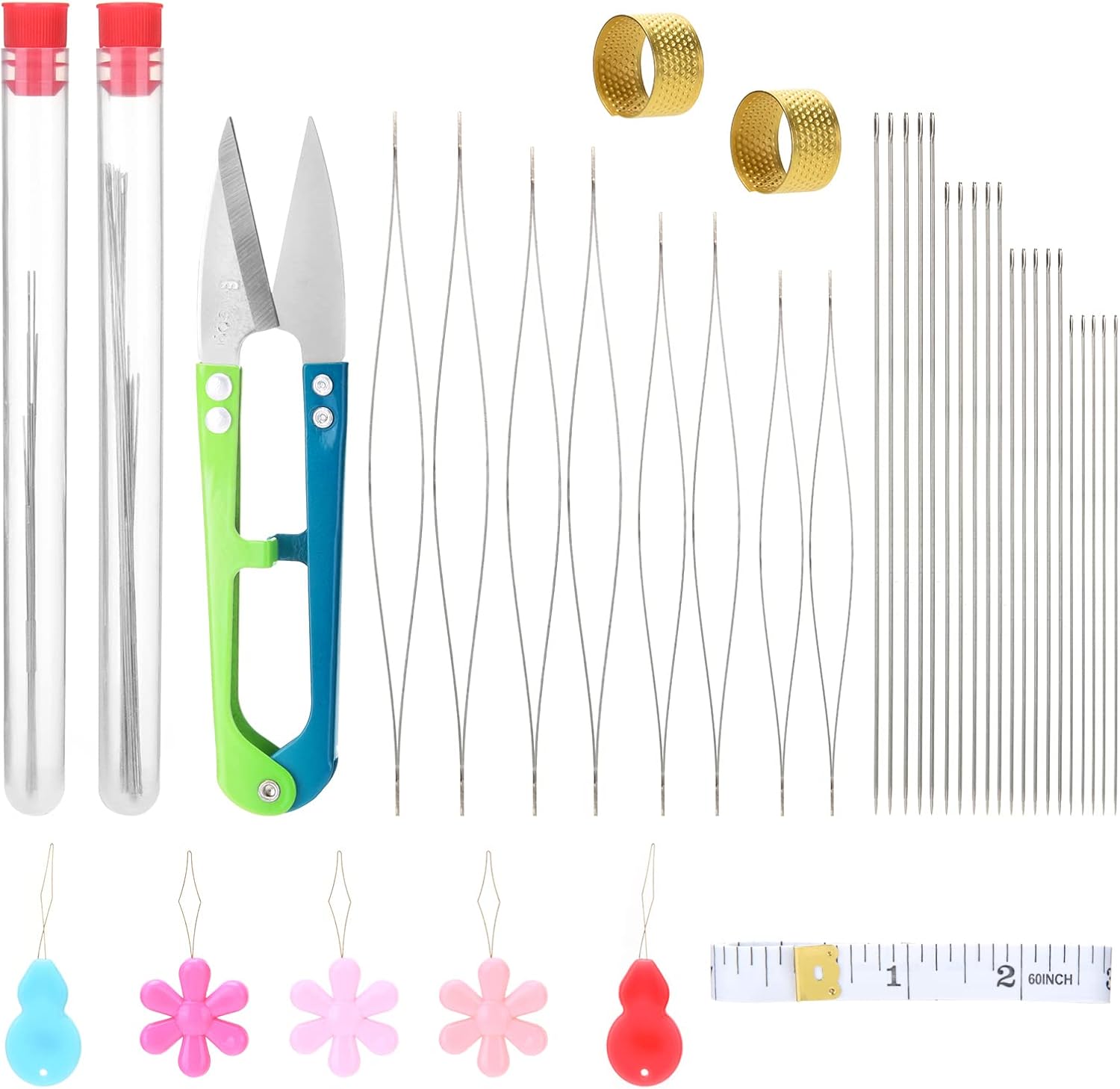 RosewineC 39pcs Beading Needles, Needle Beads Set for Jewellery Making