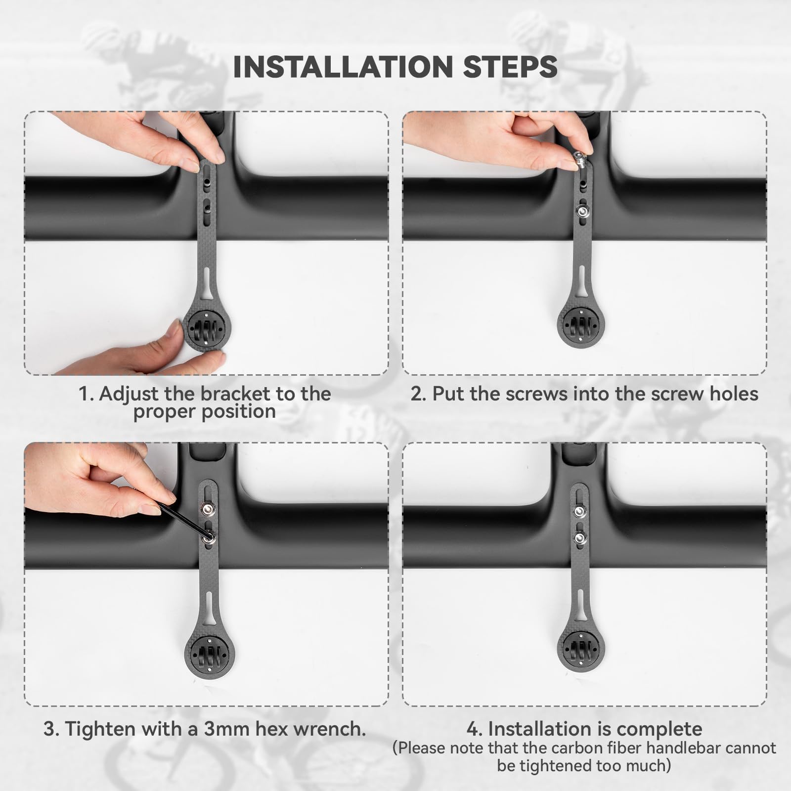 ROCKBROS Soporte para Ciclocomputador de Fibra de Carbono, Montura Delantera Alargada Ultraligera 13g, Compatible con Garmin Edge 540/1050, Wahoo, Bryton, Cámaras de Acción y Luces