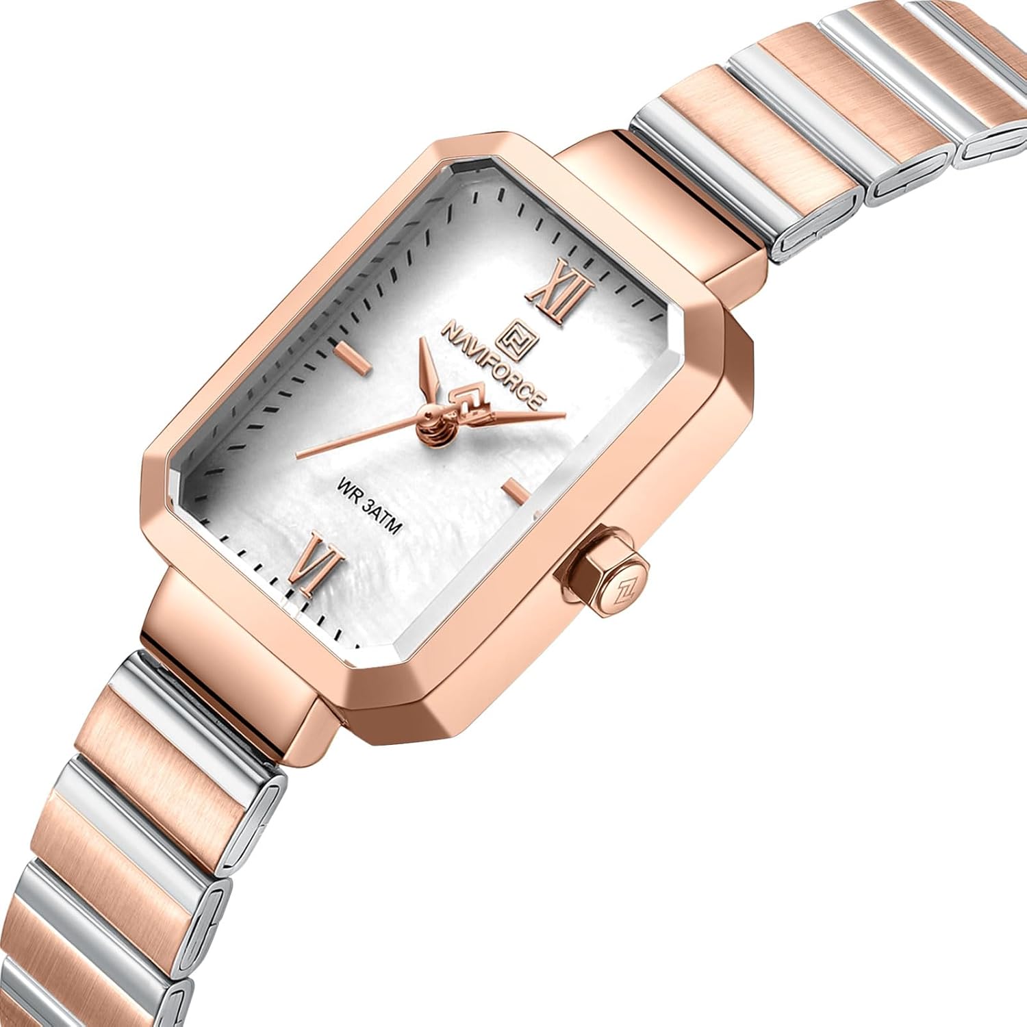 NAVIFORCE Woman Simple Retro Style Bracelet Stainless Steel Watches, Vintage Rectangular Case Watch for Women with Adjustment Tool - Image 2