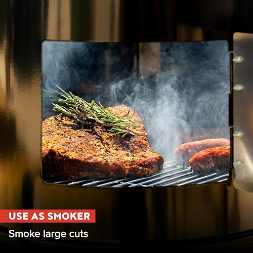 Miniatura 9 de Megamaster Ahumador vertical para barbacoa de carbón de 18 pulgadas, parrilla portátil 4 en 1 para exteriores con ventilación de aire ajustable, 600