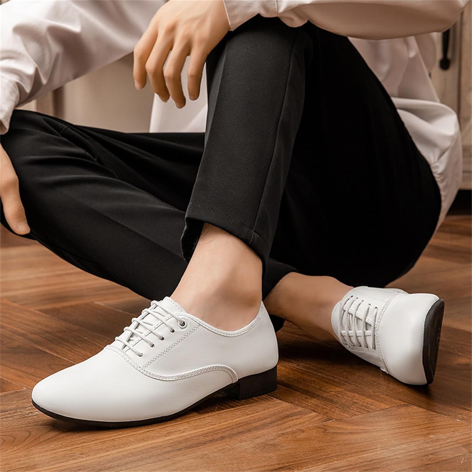 Men's Modern Dance Shoes Low Heel Waltz Latin Evening Dancing Shoes Rubber Full Sole Oxford Shoes