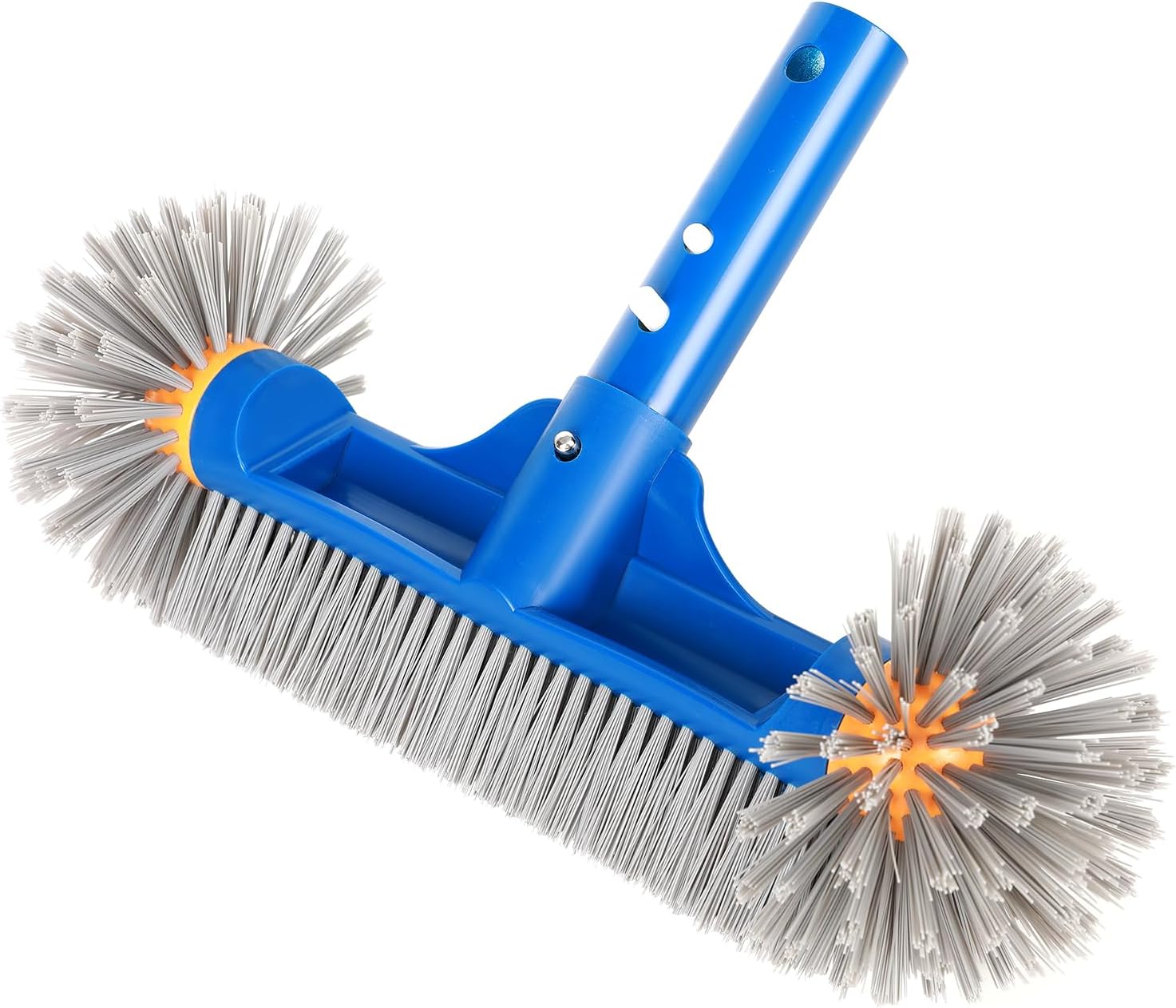 Pool Brush Head, 12.5'' Wide 3-Sided Pool Brush Head for Inground Pools, Corner Cleaning Wall, Tiles & Steps, Sturdy Nylon Bristles, Heavy Duty Scrub Brush for Pool, Spa, Hot Tub, No Pole