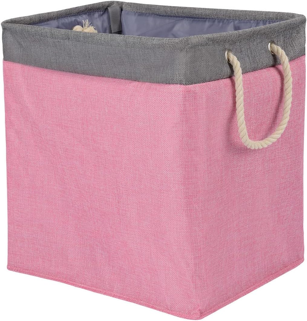 Amazon Basics Foldable Fabric Laundry Hamper with Detachable Brackets - Pink