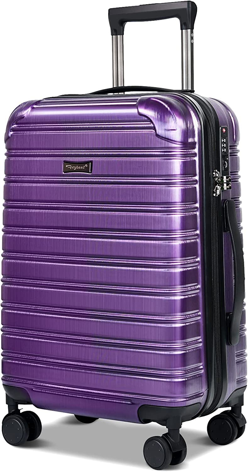 Medium Carry On Luggage Suitcase With Wheels Pc+Abs Tsa Lock Hardshell Travel Rolling Luggage Set Suitcase With Spinner Wheels Carry-On 24 Inch,Purple