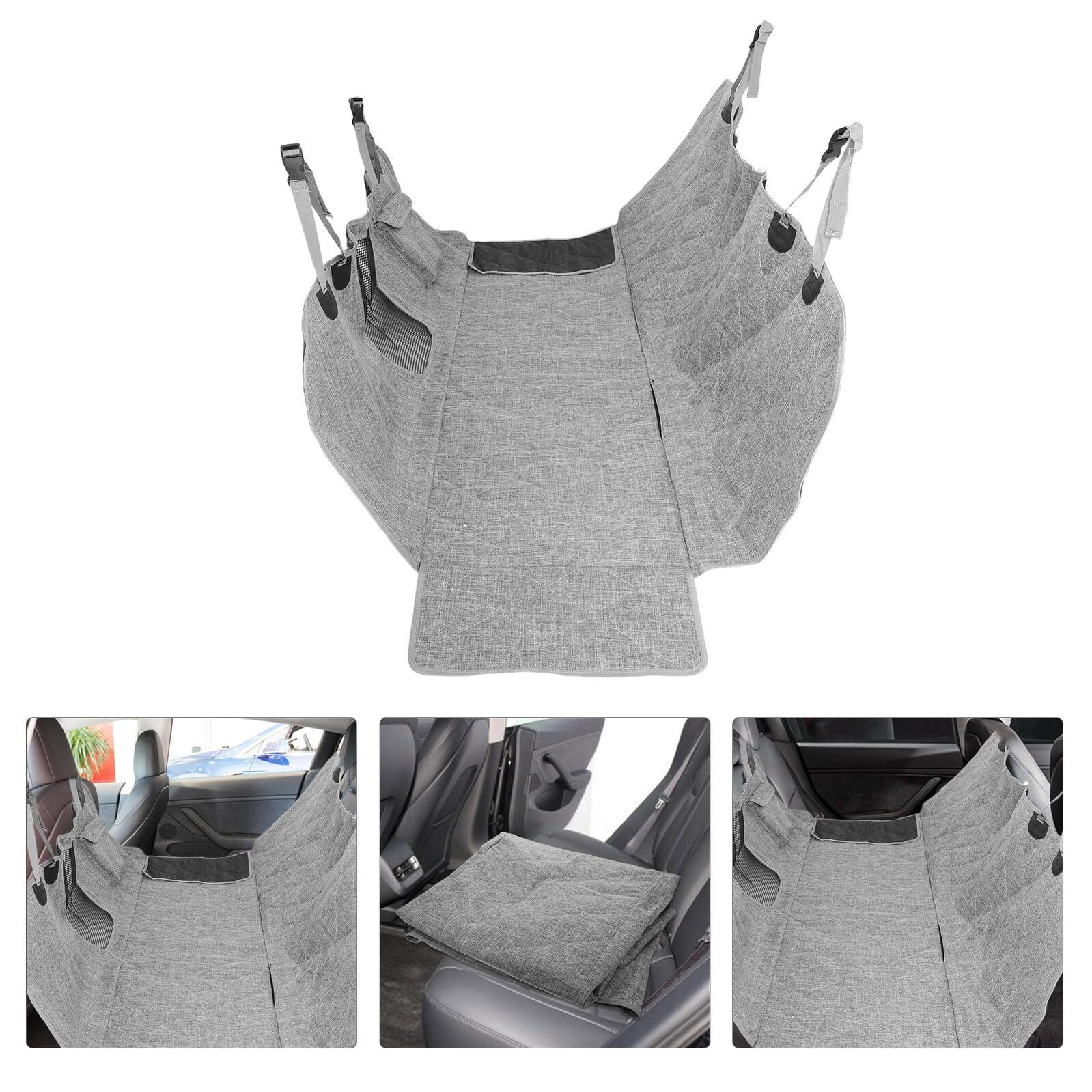 HANABASS Heavy Duty Dog Car Seat Cover with Side Flaps Scratchproof Pet Hammock Backseat Protector for Trucks And Cars Non-slip Base for Secure Travel