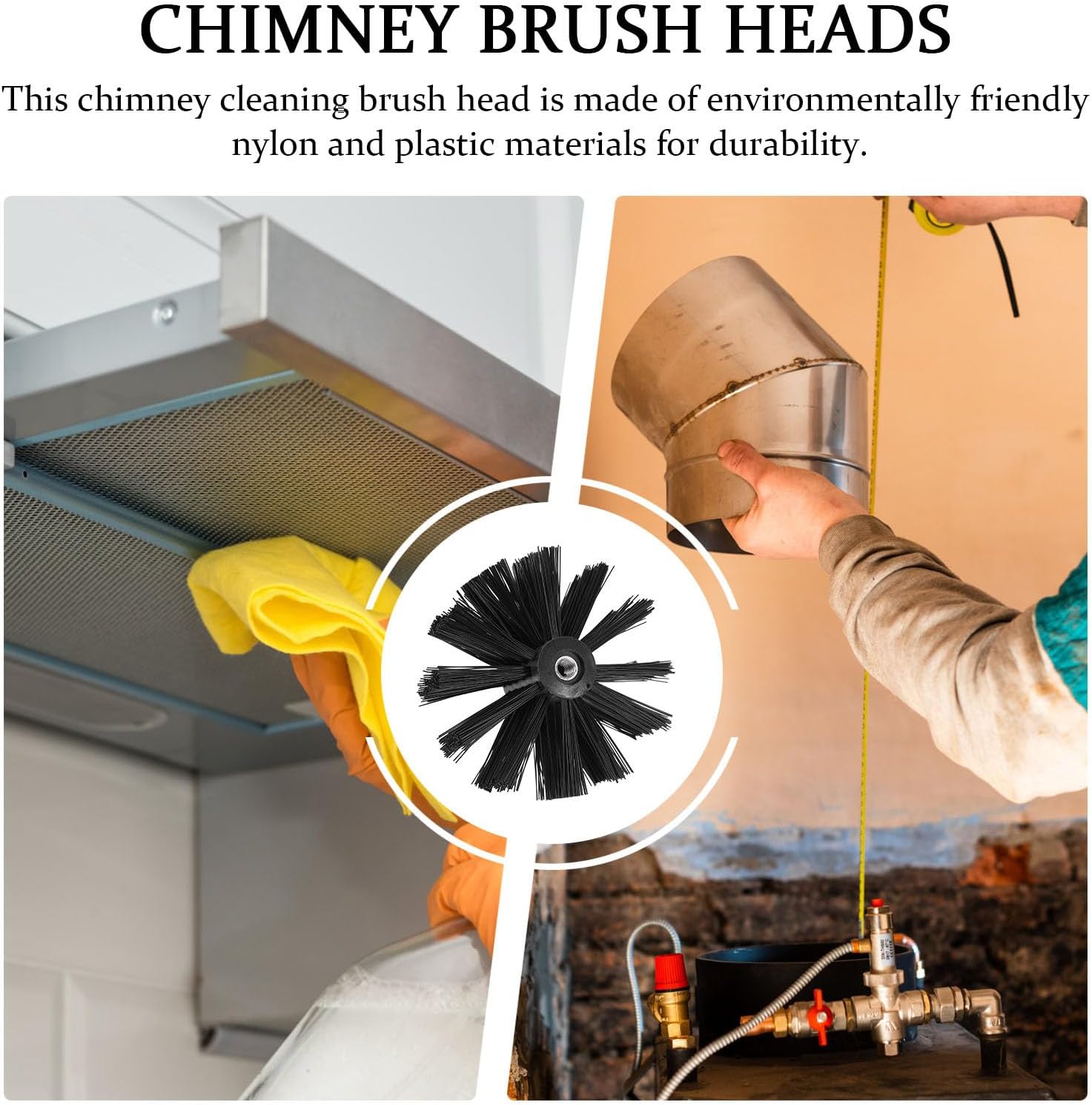 Generic 2pcs Chimney Cleaning Brush Heads Fireplace Vent Lint Remover Tool Dryer Duct Sweeping Brush Accessories for Stove and Dryer Vent Cleaning