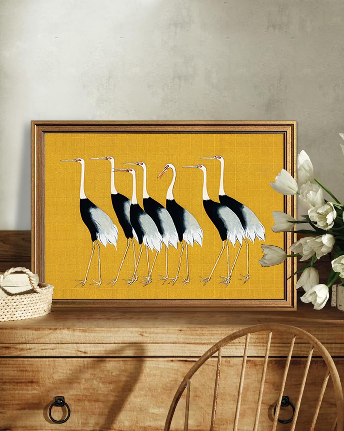 Amazon.com: KBKBART Gold Framed Canvas Wall Art, Vintage Japanese