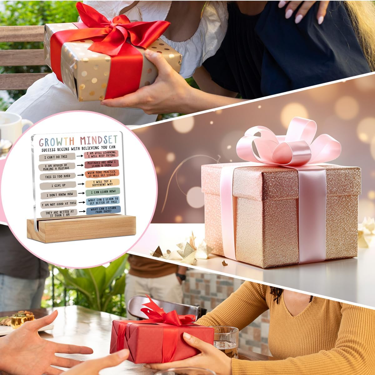 Growth Mindset Table Desk Decors, Positive Affirmations Acrylic Sign, Inspirational Gifts for Women, Counseling Room Therapy Office Home Classroom Bedroom Decor - Image 6