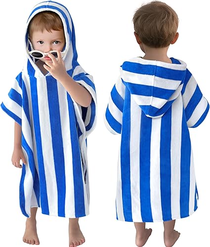 Miniatura 23 de VOOVA & MOVAS Toallas de baño con capucha para niños pequeños (2-6 años, 24 x 48 pulgadas), poncho de algodón para piscina, perfecto para nadar