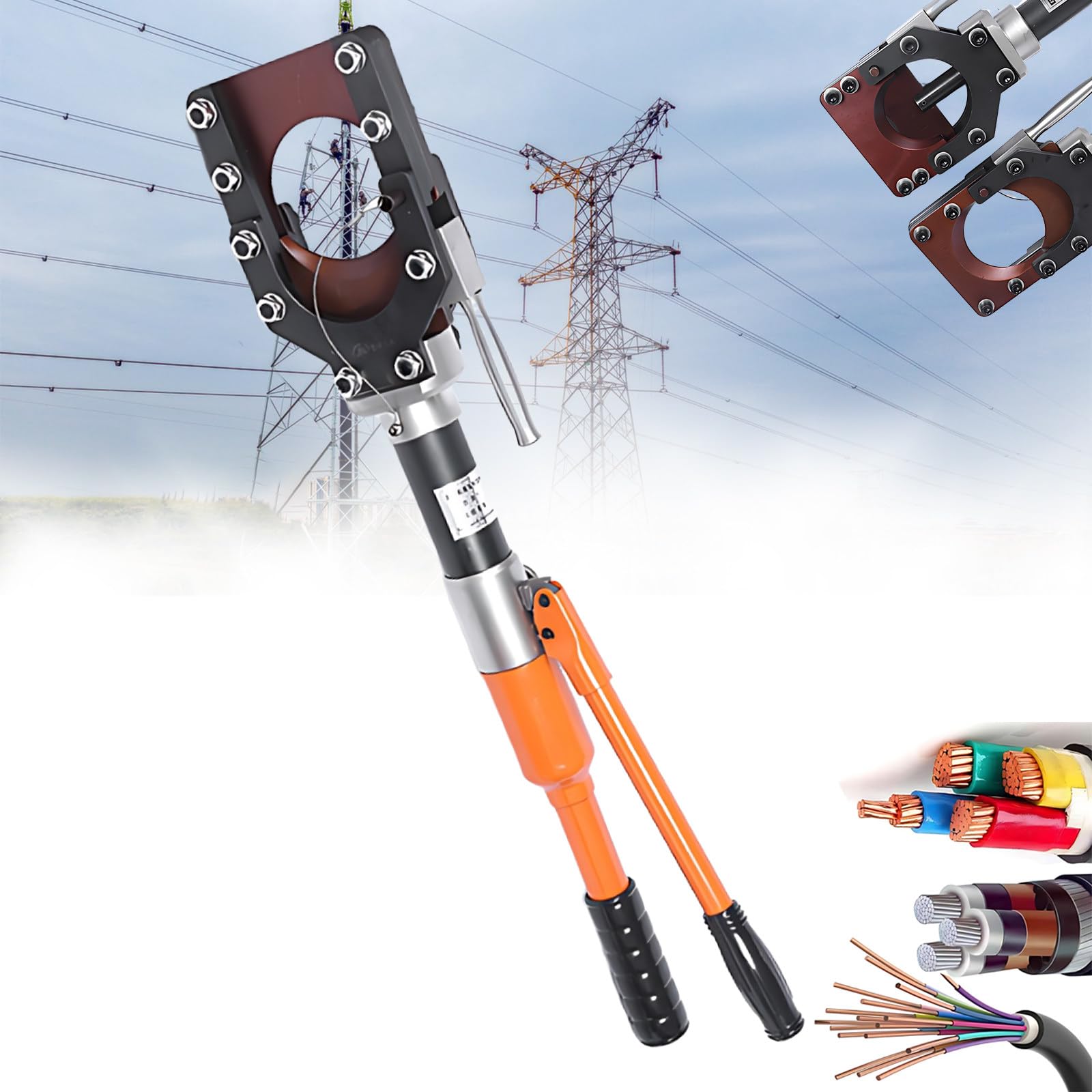 Cortacables de alta resistencia, cortador de cables hidráulico con válvula de seguridad para cortar cables de cobre, aluminio y blindados, ideal para profesionales y proyectos de bricolaje