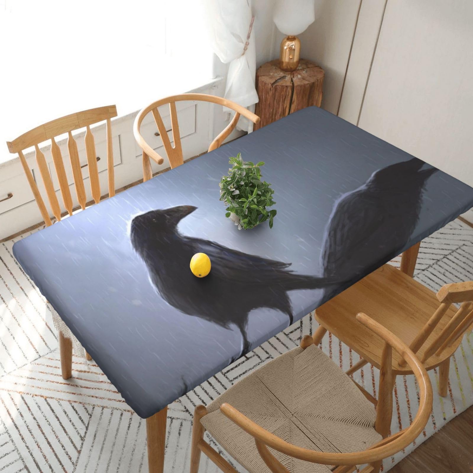 BNVSADC Ravens Printed 5FT Tablecloth Polyester Kitchen Water Resistant Table Cloth Dining Table Decoration Table Covers, 152x76 CM