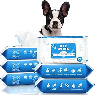 Dog Wipes for Paws and Butt - 600count/6packs Pet Wipes for Dogs and Cats, Puppy Wipes - Dog Grooming Wipes Cleaning Deodorizing - Fragrance Free Dog Face Wipes