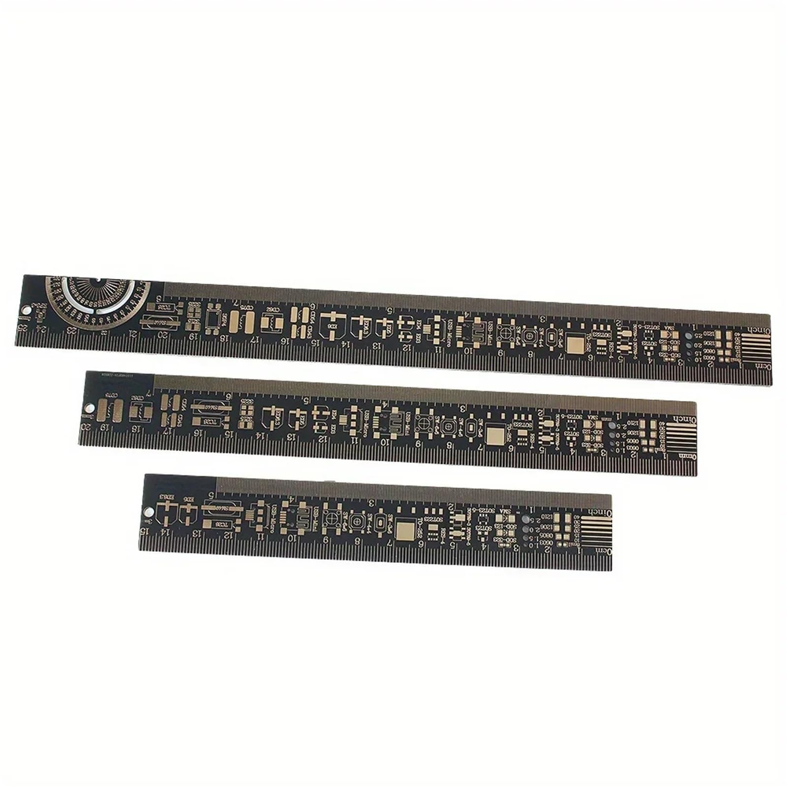 3 Tipi di Righello Multifunzionale for PCB, Strumento di misurazione, resistore, condensatore, Chip IC, SMD, diodo, Transistor, 15/20/25 cm(1 Set)