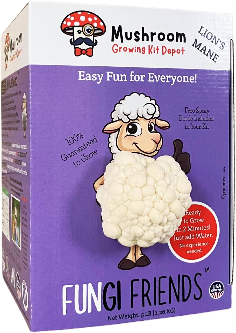 Lion's Mane Mushroom Grow Kit (5 lbs) | Lil Musheep | Beginner-Friendly & Easy to Use | Handmade in USA (1 Lion's Mane Mushroom Grow Kit)