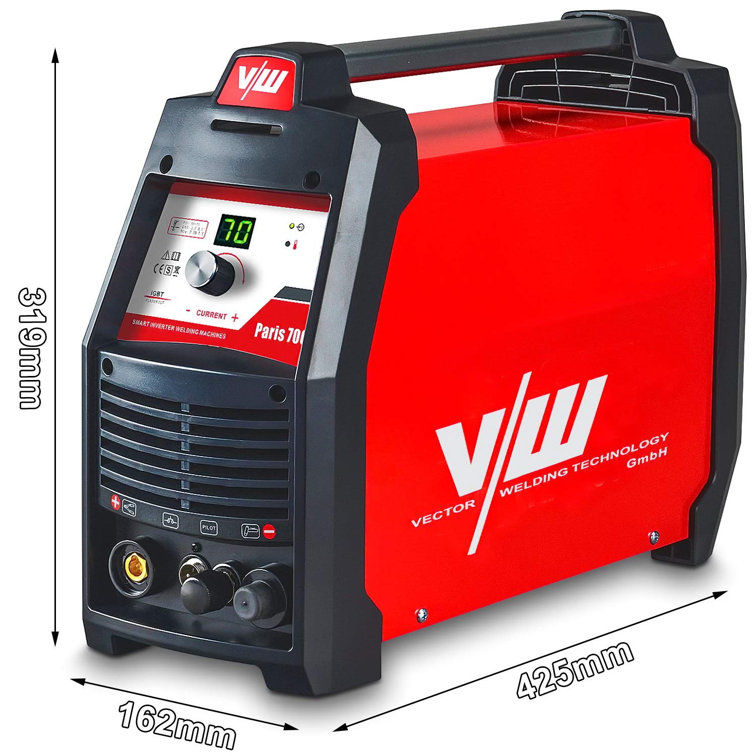Vector Welding przecinarka plazmowa, urz?dzenie do ci?cia plazmy, spawarka plazmowa, elektryczna moc 70 A, z palnikiem do ci?cia plazmy, do stali, metalu, aluminium, Paris 700