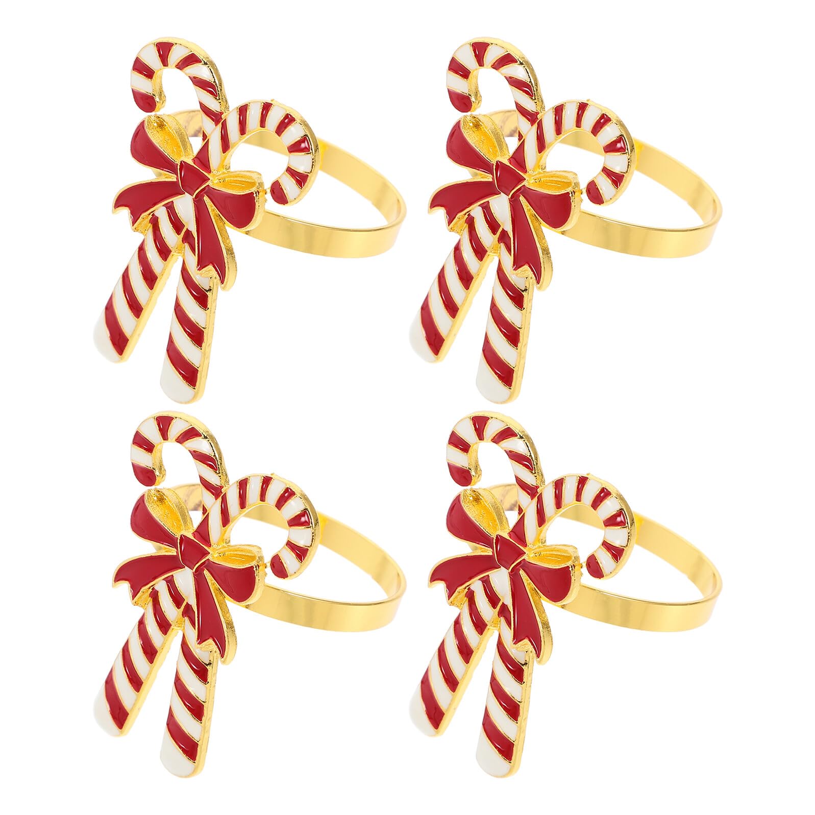 OUNONA Lot de 4 Ronds de Serviette de Noël en Alliage Anneaux Décoratifs en Forme de Nœud Rouge Accessoires Festifs pour Décoration de Table de Fête