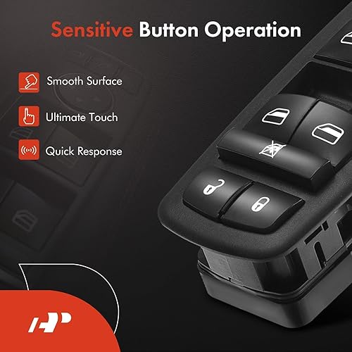 Miniatura 5 de A-Premium Master - Interruptor de elevalunas eléctrico compatible con Chrysler Town & Country y Dodge Grand Caravan 2008-2009, lado delantero