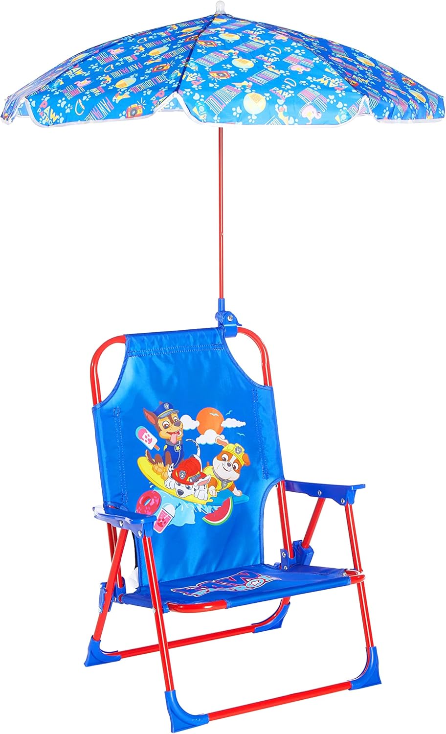 Idea Nuova Paw Patrol Kids Folding Beach Chair with Umbrella – Outdoor Portable Camp Chair for Ages 3+, Lightweight & Durable with Safety Lock, Ideal for Beach, Park, or Backyard (Missing Umbrella) 