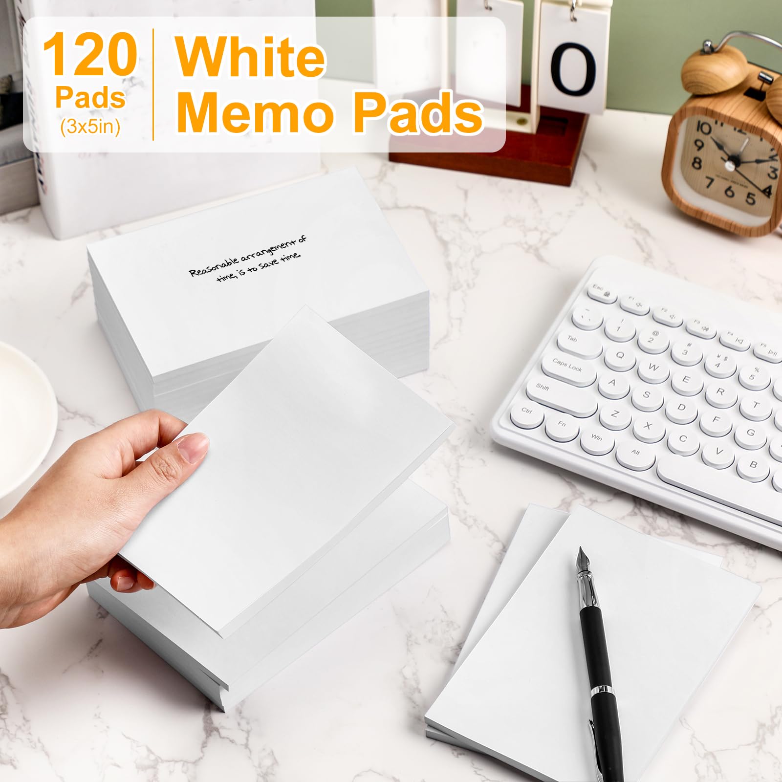 Fainne Blocco note bianco 7,6 x 12,7 cm, per appunti e appunti, per cameriere, lista della spesa, piccolo taccuino per ristorante, libretto degli assegni, bianco (120)