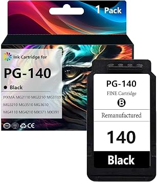 PG-140 Black CL-141 Color Ink Cartridge Compatible for Canon PG-140 CL-141 for Canon PIXMA MG2210 MG3110 MG3210 MG3510 MG3610 MG4110 MG4210 TS5110 MX531 Printers Black