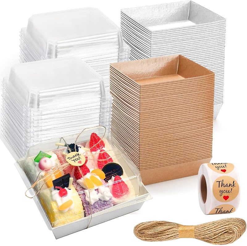 100 Pack Charcuterie Boxes with Clear Lids - Eco-Friendly, Portable, and Leak-Proof Food Containers for Various Delights - 50 Brown & 50 White (Brown&White（Rectangle）)