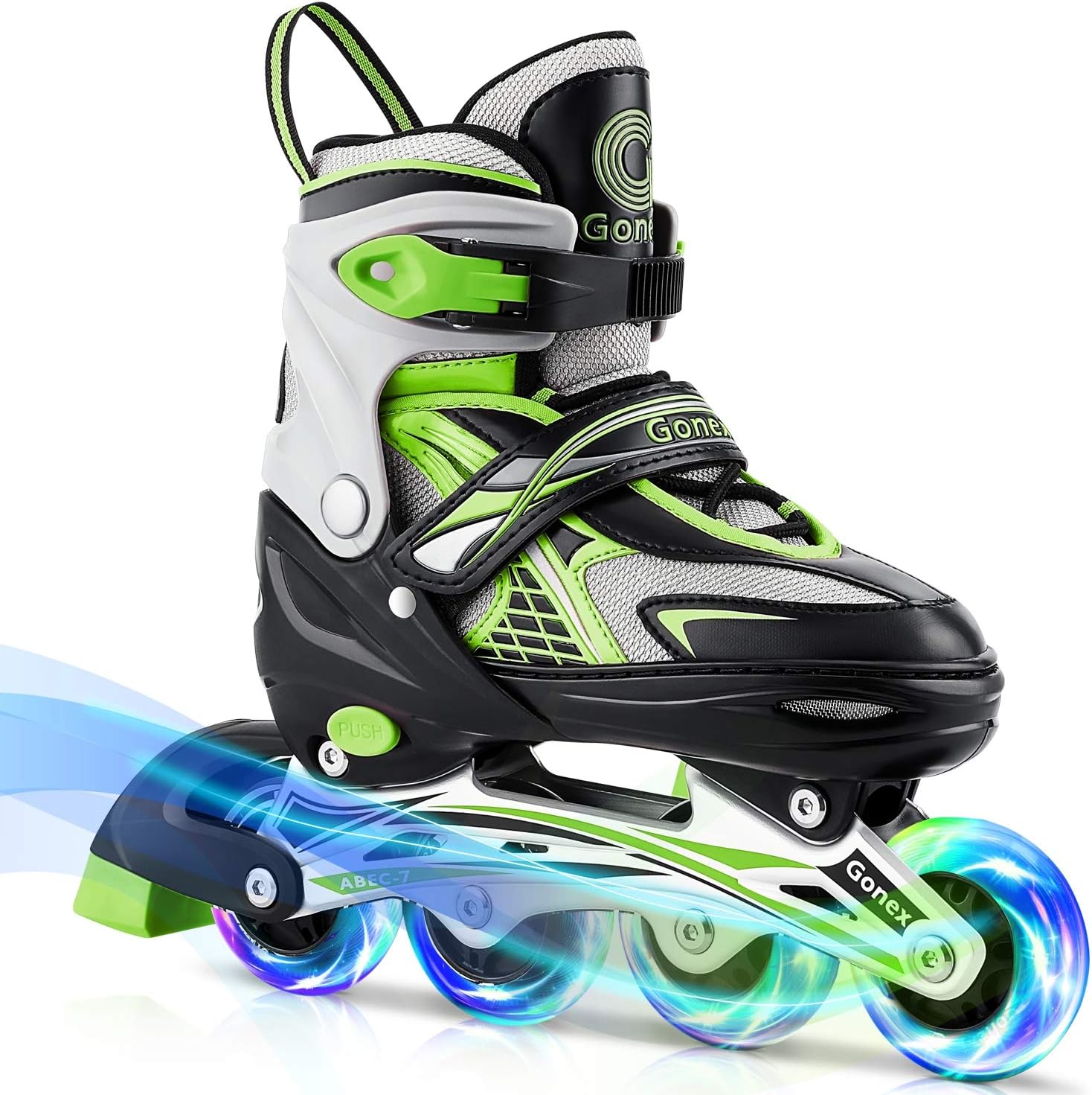 Gonex Inline Skates for Girls Boys Kids, Adjustable Skates Outdoor Blades Inline Roller Skates for Children Teens Women with Light Up Wheels for Indoor Outdoor Backyard Skating