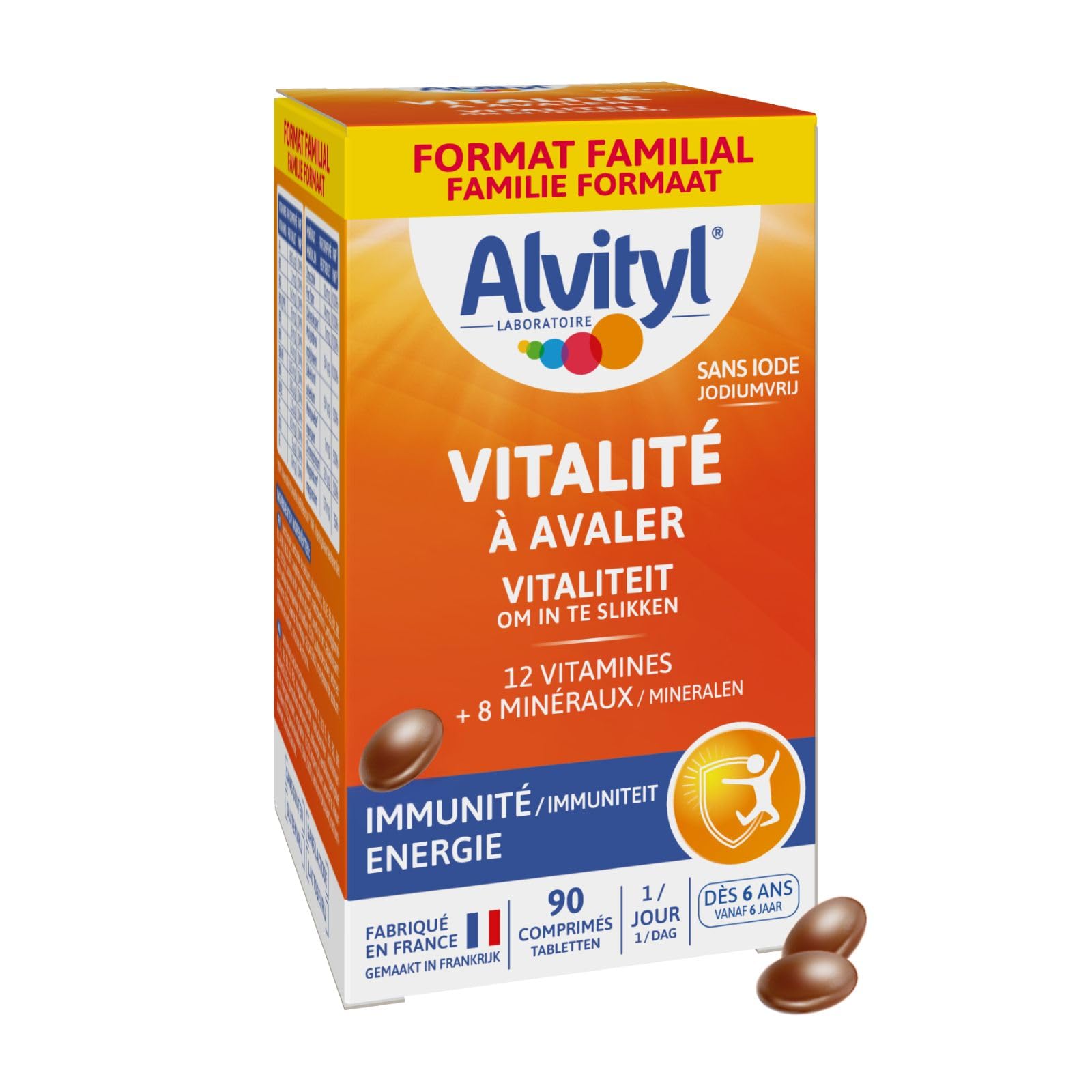 Alvityl - Comprimés Vitalité - 12 vitamines et 8 minéraux - Dès 6 ans - Maxi Format 90 comprimés