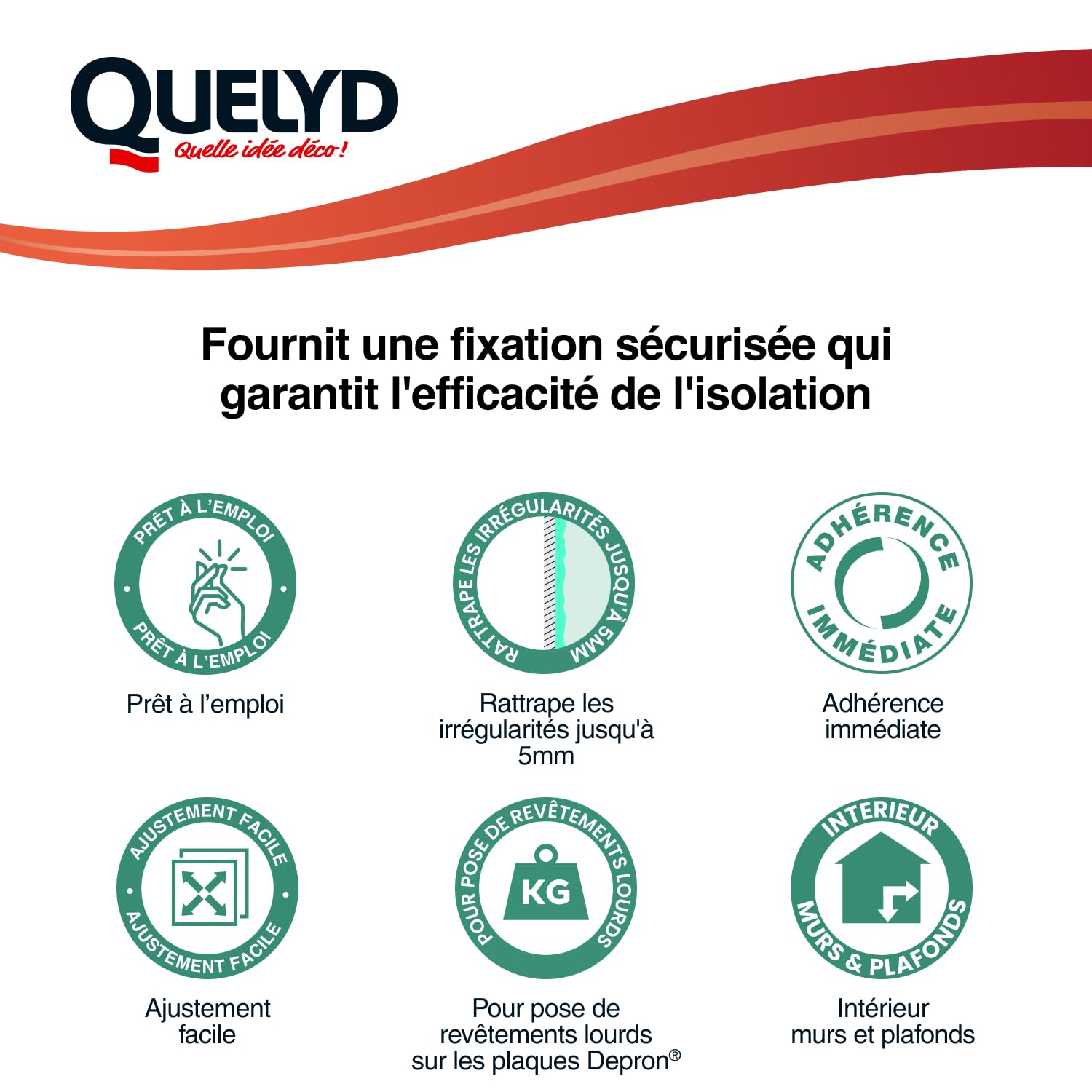 Quelyd Colle pour Plaques Depron et Matériaux Isolants - Haute Performance - Isolation Mur Et Plafonds - Colle en Pâte Prête à l'Emploi, Pot de 6 Kg