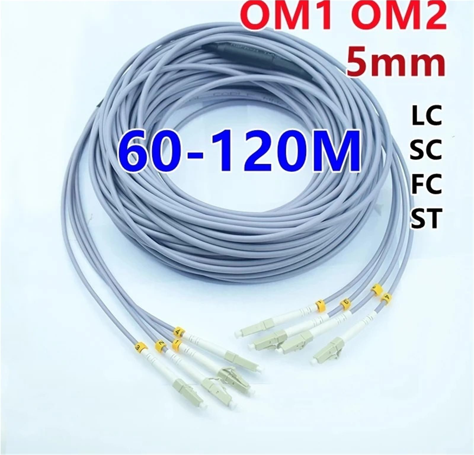 Cordon de raccordement à fibre optique blindé étanche multimode 60-120 m (120 m FC-FC OM2)
