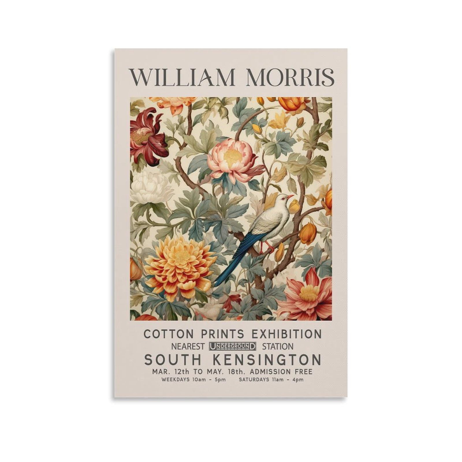 William Morris Vintage Flower Pattern Art Wall Poster For Wall Decor Canvas Wall Art For Living Room Decor 08x12inch(20x30cm)