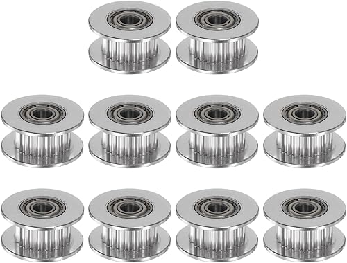 Miniatura 7 de 10pcs 2GT Polea tensora 20 dientes 0.197 in diámetro 0.709 in diámetro correa dentada de aluminio para 0.236 in ancho cinturón 3D impresora CNC