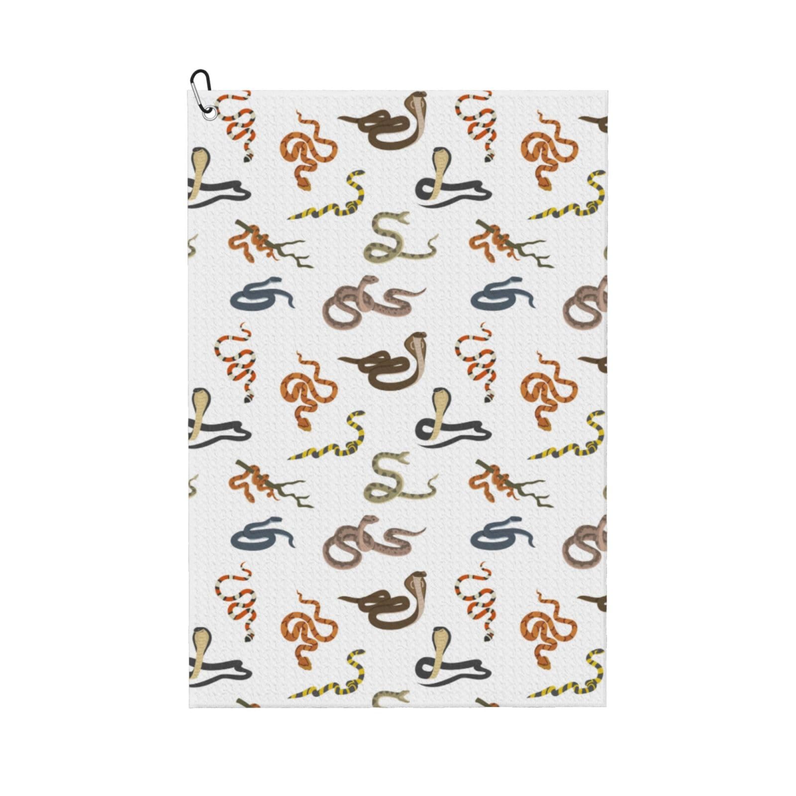 AOOEDM Snake Print Golf Towel with Carabiner Clip Absorbent Microfiber Golf Towel for Cleaning Golf Ball Club Putter Iron for Golf Bag Trolly Belt Loop 16" X 24"