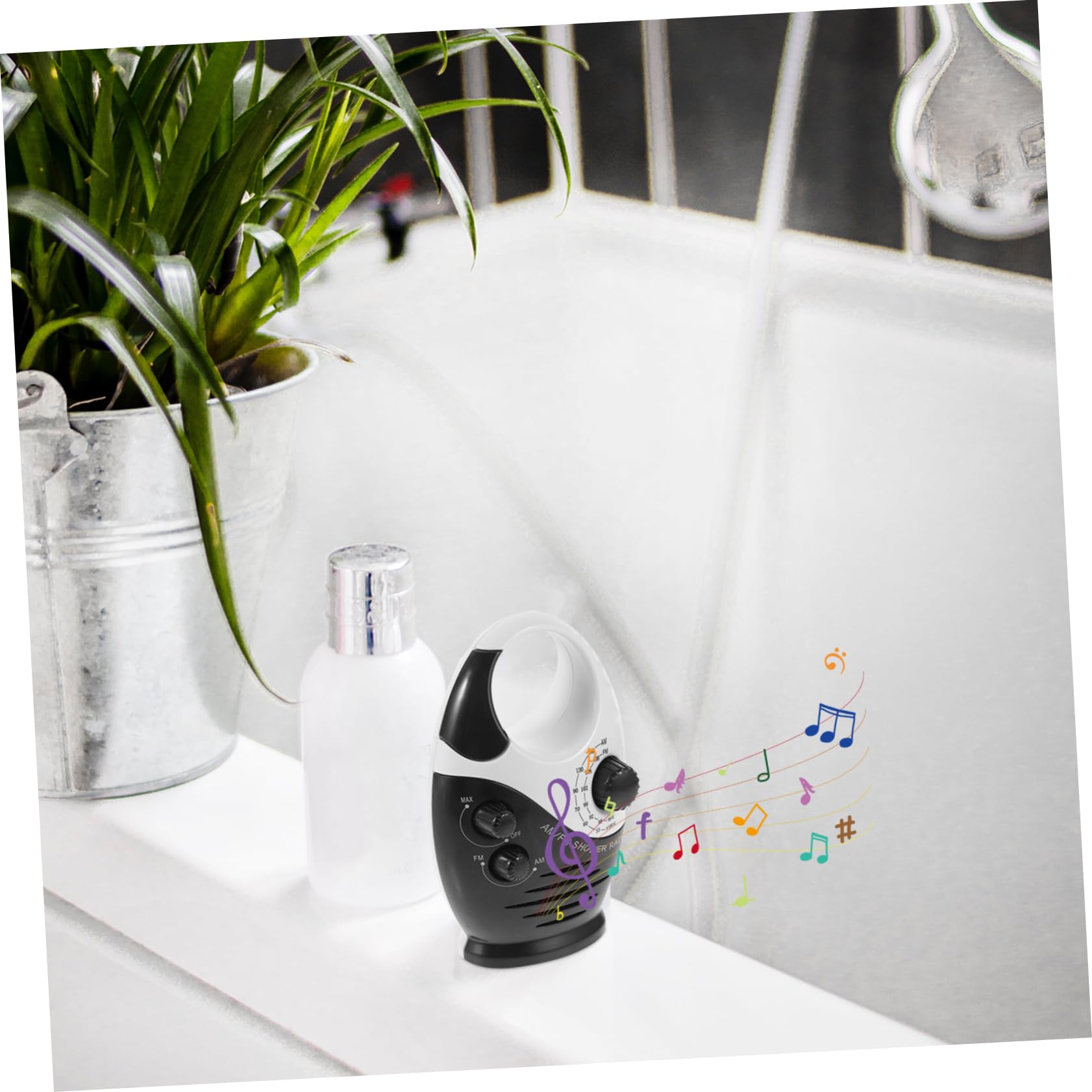 Uonlytech Wasserdichtes Duschradio Mit Tragbarem Lautsprecher Und Griff Kompaktes Mini Radio Für Badezimmer Dusche Und Outdoor Batteriebetriebenes Bad Radio Für Zuhause Und Büro