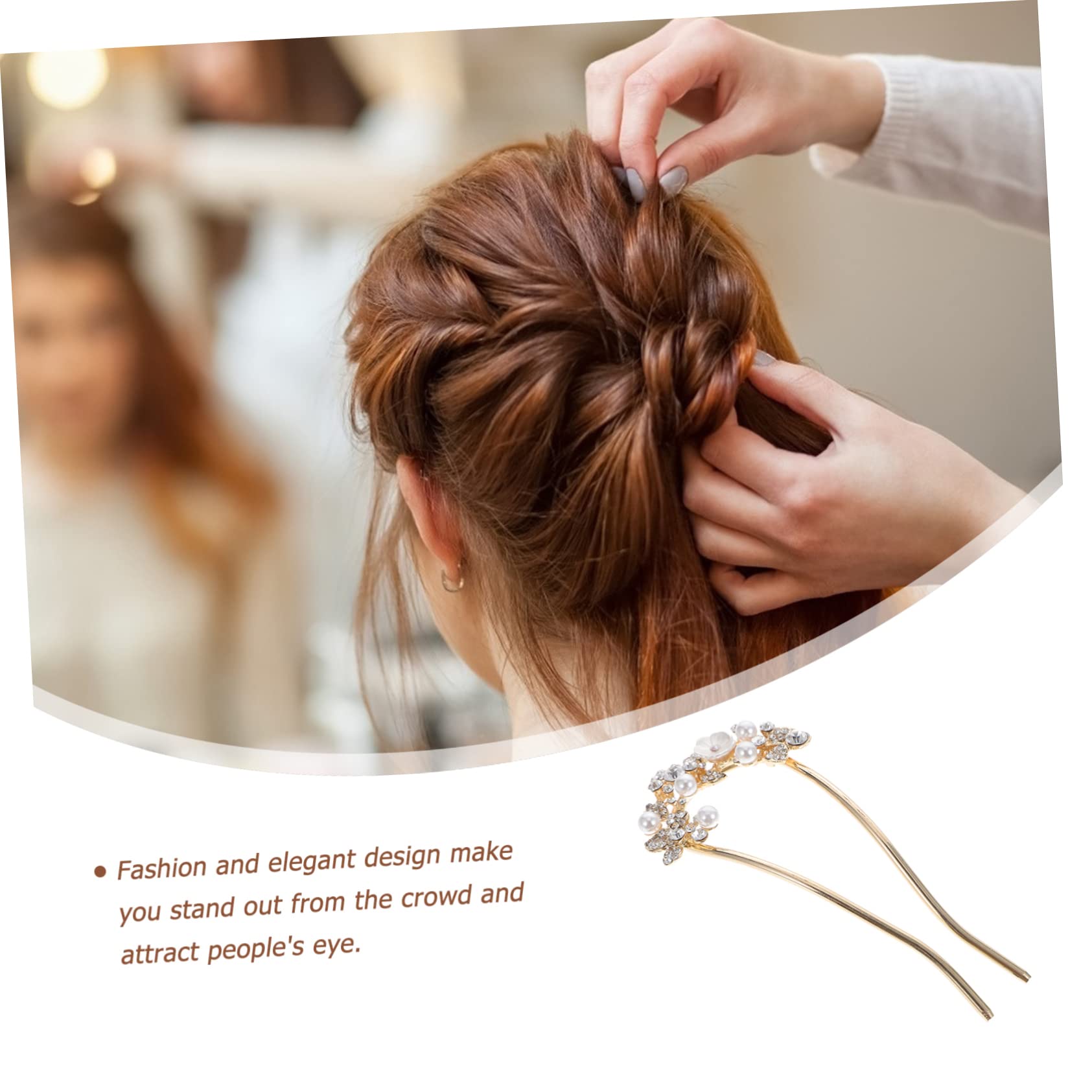 POPETPOP 5piezas Horquilla De Pelo De Perlas y Brillantes Para Moño Chic Horquilla Metálica Para Mujeres Accesorio De Peinado Elegante y Cómodo