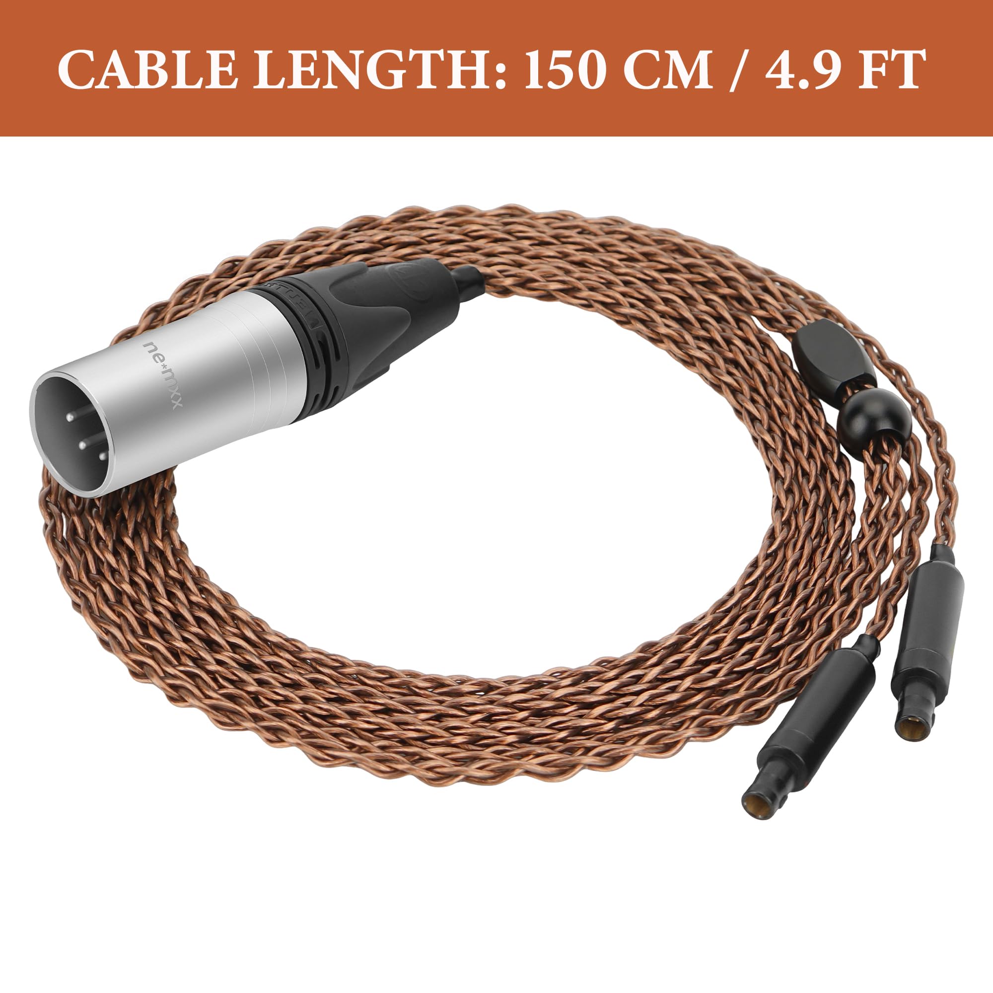 Geekria Apollo 6N OCC cavo di upgrade per cuffie, rame monocristallo a 8 trecce, da 4-pin XLR a serie HD800, compatibile con Sennheiser HD800S/HD800/HD820, connettore bilanciato Neutrik 1,5 m