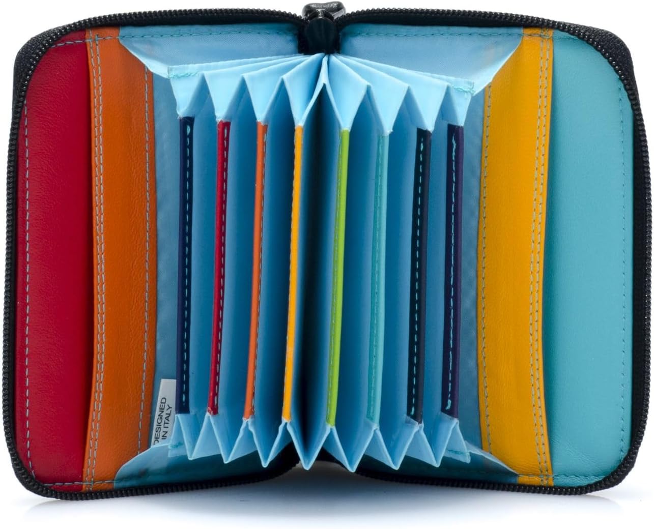 mywalit Leather Zipper Credit Card Holder | Fan Design | 9 Card Slots & Note Sections | Black Pace | Stylish & Compact Accessory for Men & Women | Perfect for Everyday Use - Image 2