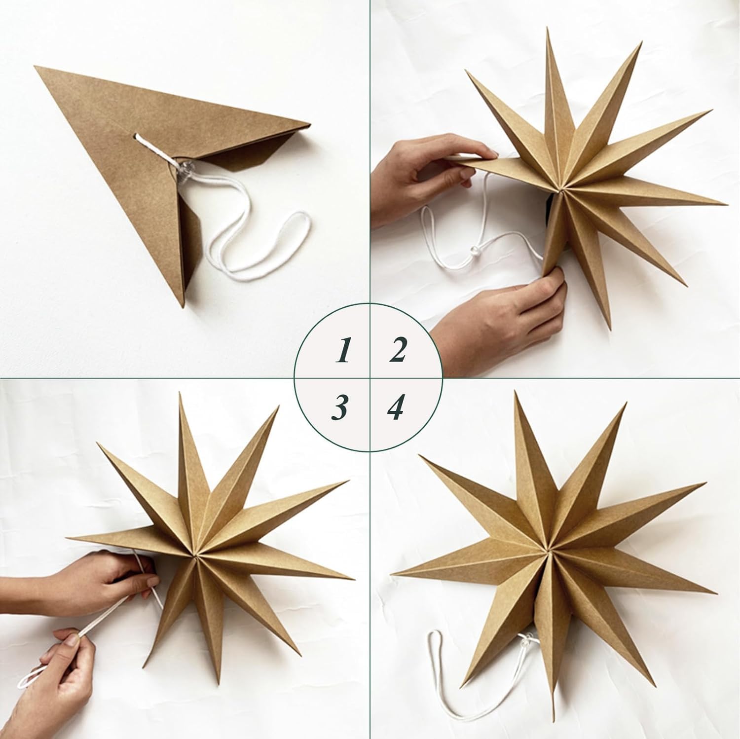 Stella pieghevole di Natale, 5 pezzi, decorazione natalizia,Decorazione a Forma di Stella di Natale, in carta, decorazione per finestre, avvento, albero di Natale
