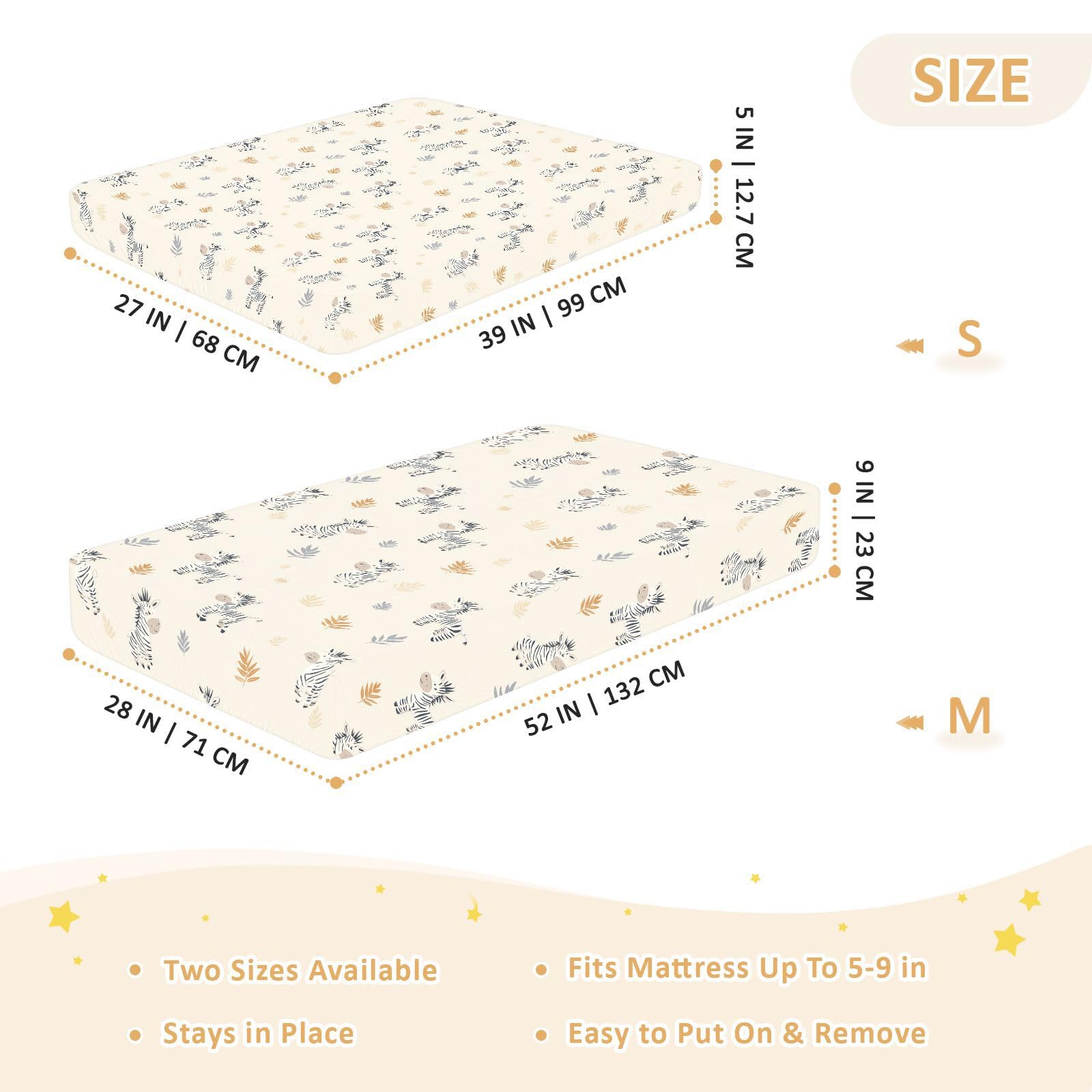 Simpatico cartone animato caccia zebre avorio lenzuola per culla per neonati ragazze cotone baby playard lenzuolo comodo traspirante per bambini lenzuolo per bambini per asilo nido, 1 confezione juego
