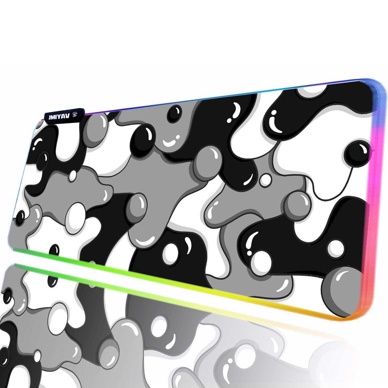 JMIYAV Gaming Mouse Pad RGB Mousepad Black Non-Slip Rubber Base Extra Large Cool XL XXL Computer Desk Pad Gaming Accessories LED Light Up Extended Big Mouse Pad for Gamer (31.5x12In)