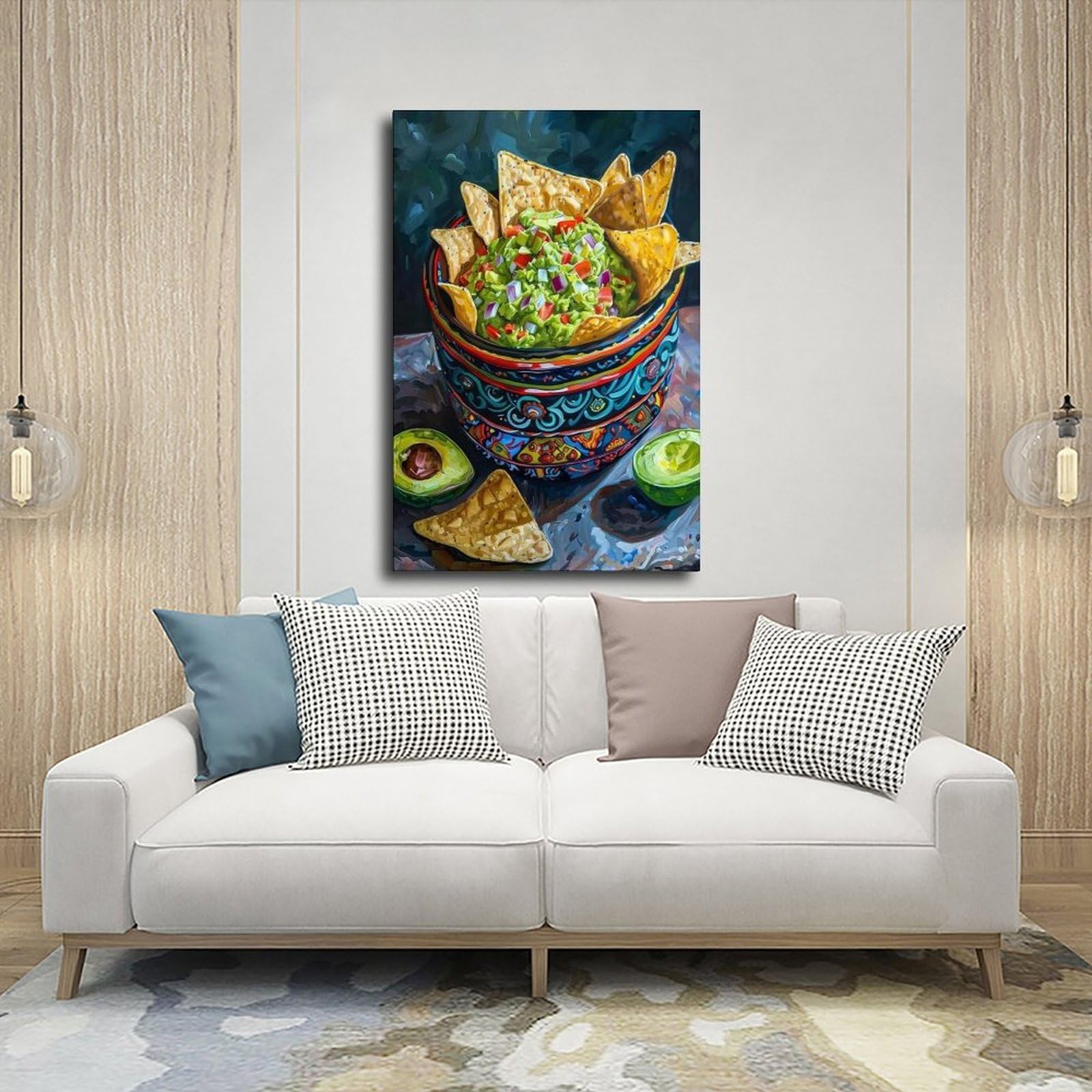 Bunte Guacamole und Chips Kunst-Leinwandposter Schlafzimmer Dekor Landschaft Büro Zimmer Dekor Geschenk 50,8 cm L x 76,2 cm B