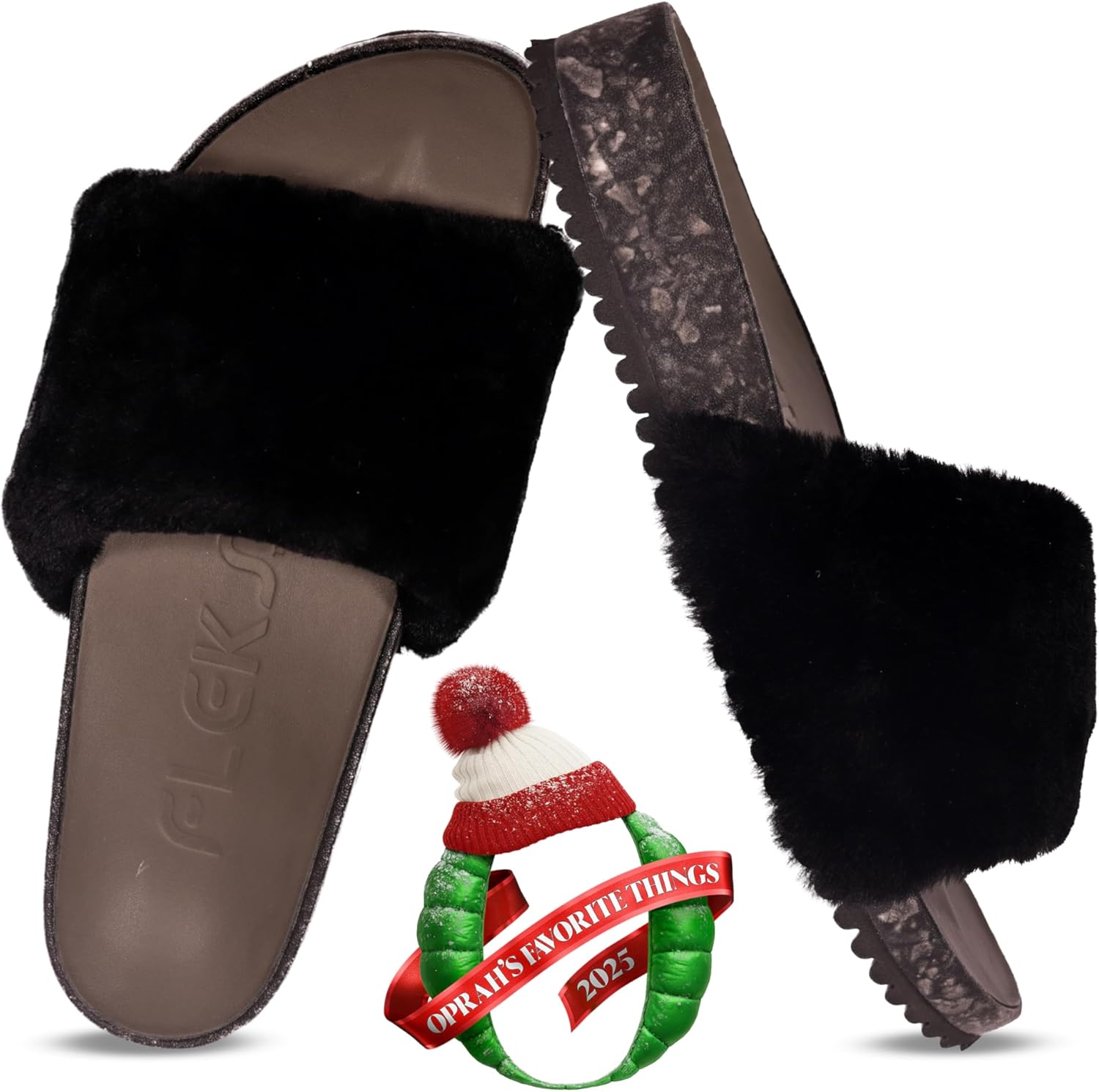 Fleks San Ysidro Women's Shearling Slides, Platform Sandals with Arch Support, Comfort Footwear, Natural Sheepskin Upper