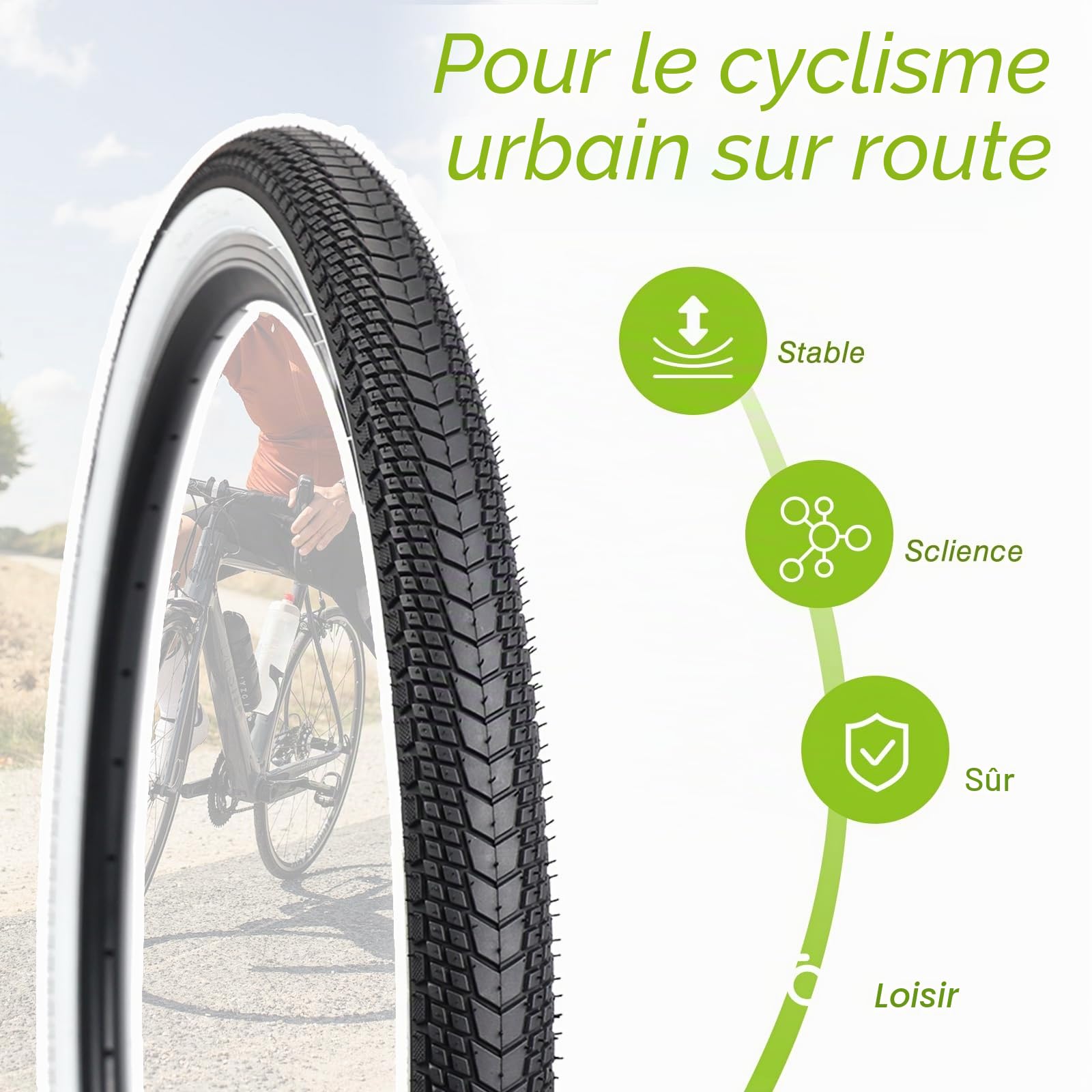 Lot de 1/2 pneus de vélo VTT 26 x 1,75" + chambre à air 26 x 1,75/2,125" + 2 démonte-pneus pour VTT / vélo de ville / vélo de route