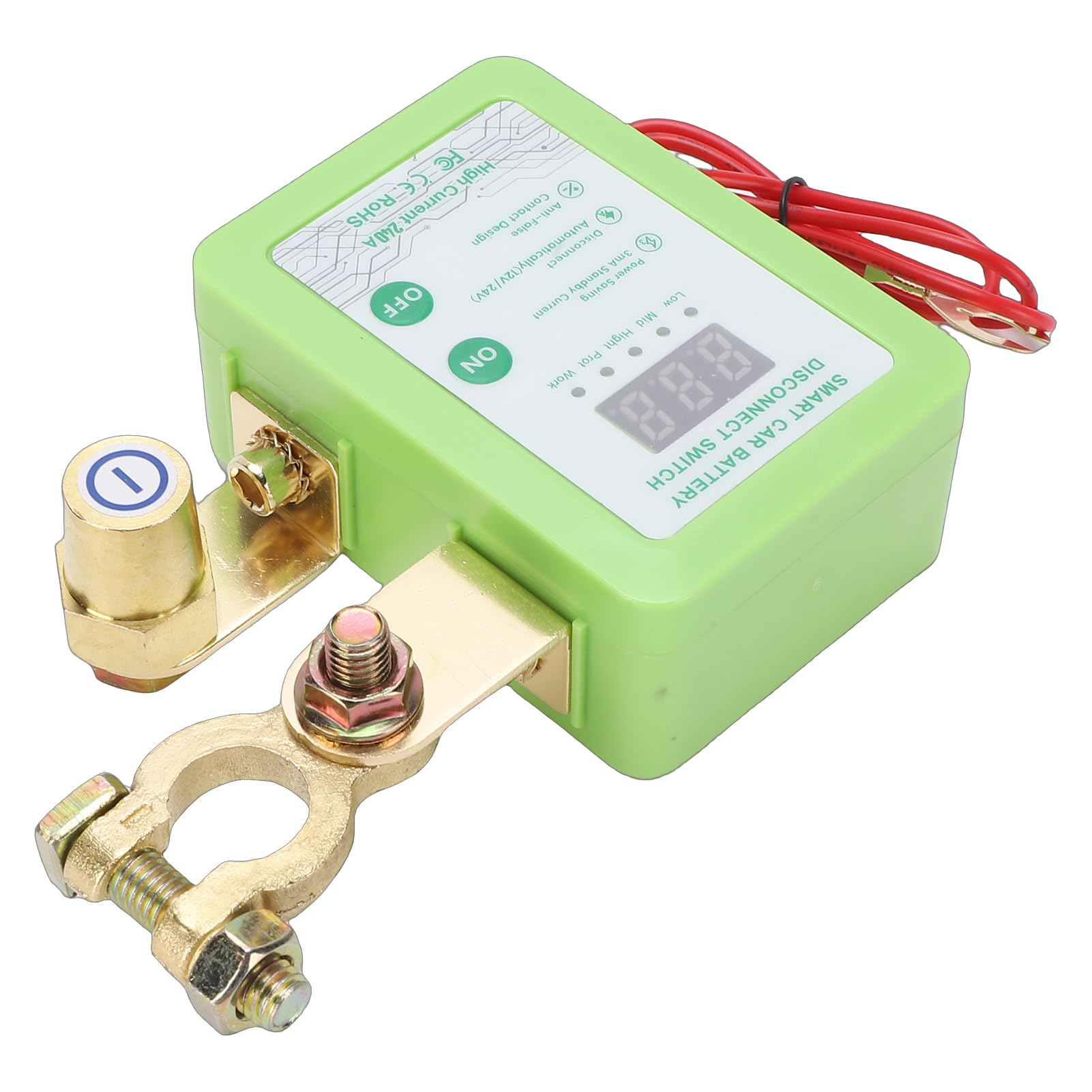Fabater Coupe-Batterie, Interrupteur de Déconnexion de Batterie à Distance Double Tension 12 V 24 V, Coupe-circuit pour Voiture avec Affichage de Tension LED et Protection Antivol pour Voitures,