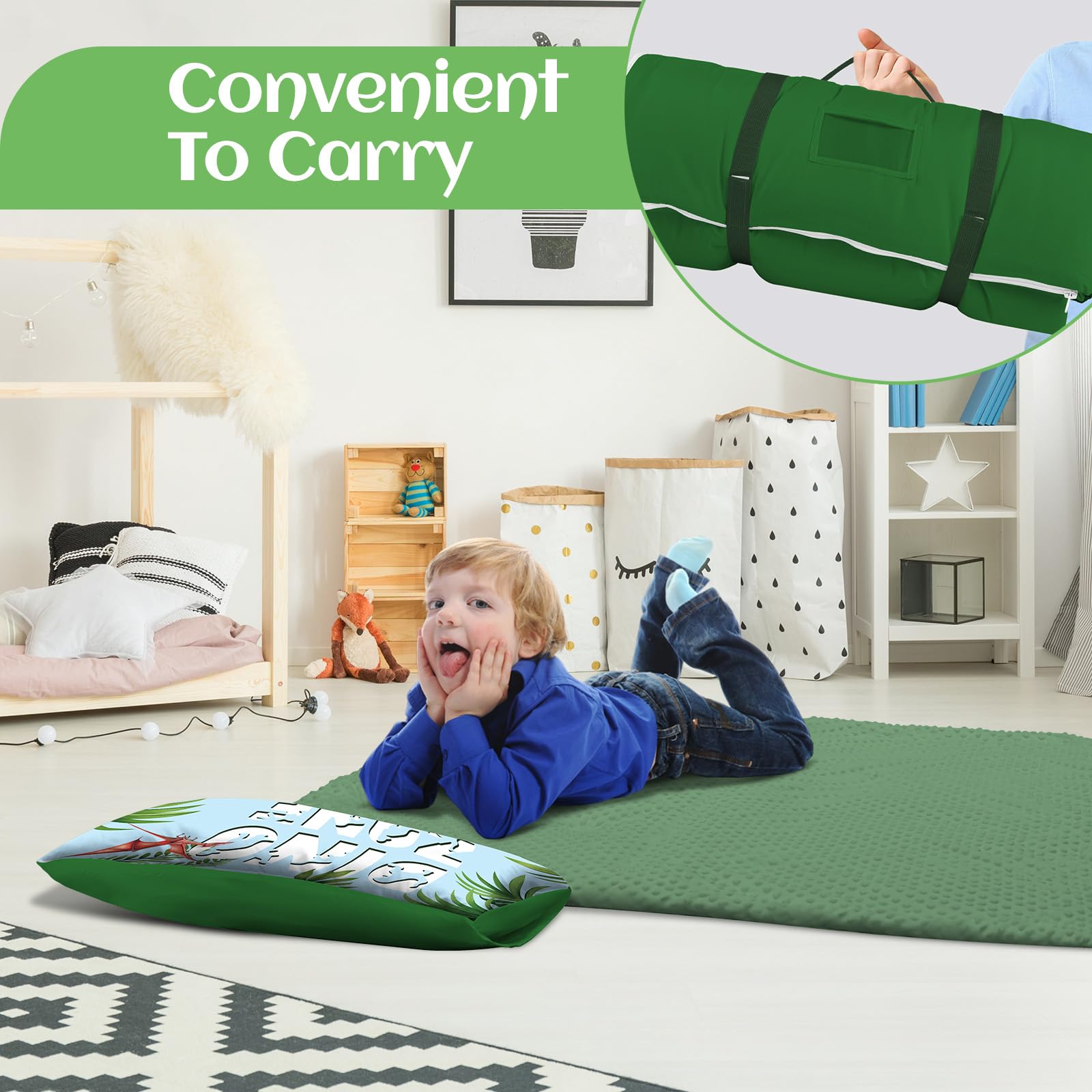 Schlafsack Kinder mit Kissen Abnehmbar, Warm Kinderschlafsack Doppelter Reißverschluss, Faltbare Deckenschlafsack für Camping, 150×60cm