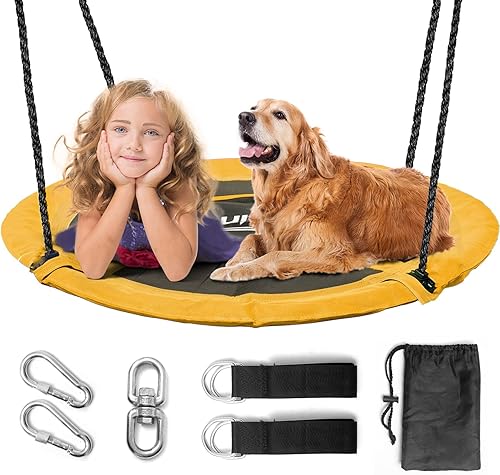 Columpio de árbol volador de 43 pulgadas para niños y adultos al aire libre 300 libras impermeable columpio redondo para árbol y columpio fácil de