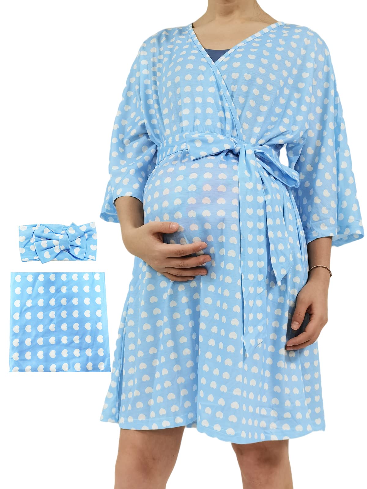 Photo 1 of **RED FLORAL **SUFEINI Maternity Dress with Matching Swaddle Set Girl Boy, 3 in 1 Labor and Delivery Gown Dress Set-bsrb02 XXL